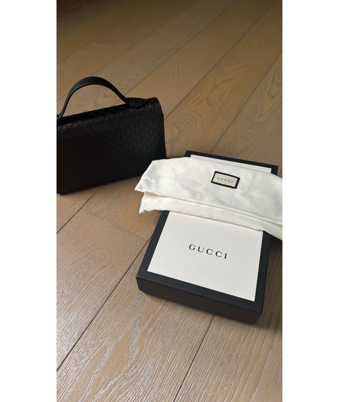GUCCI Черная кожаная барсетка, фото 4