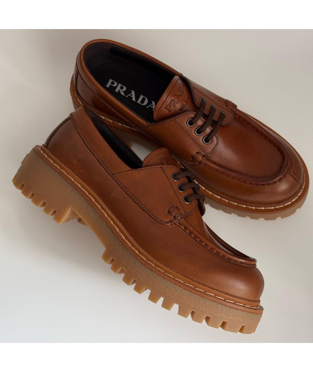 PRADA Коричневые кожаные брогги и оксфорды, фото 3