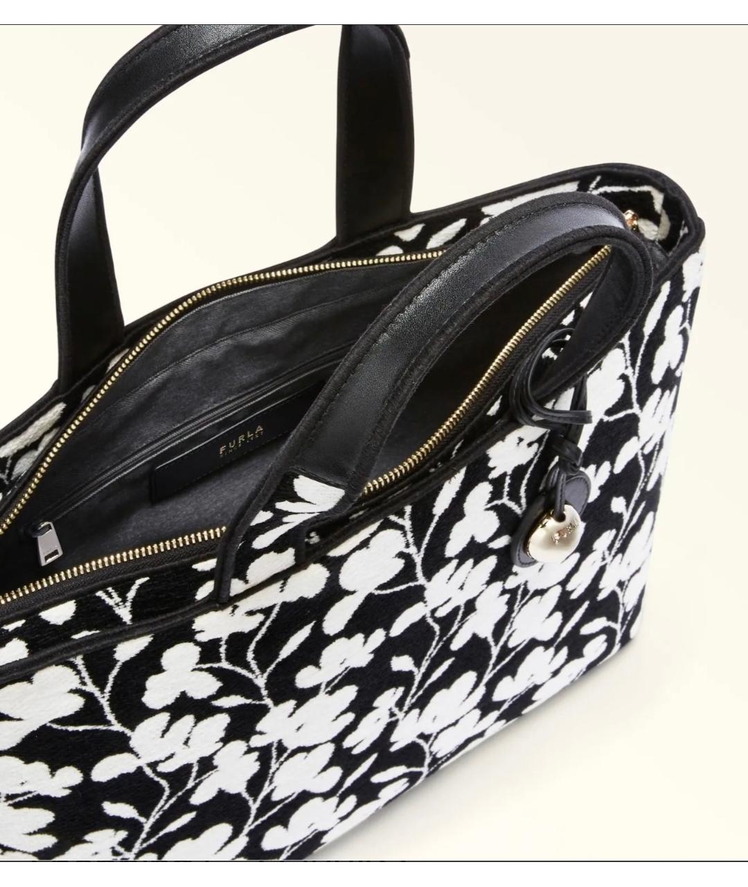 FURLA Черная тканевая сумка тоут, фото 4