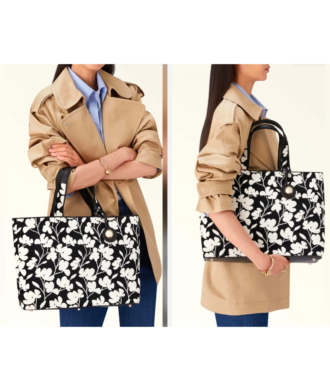 FURLA Черная тканевая сумка тоут, фото 5