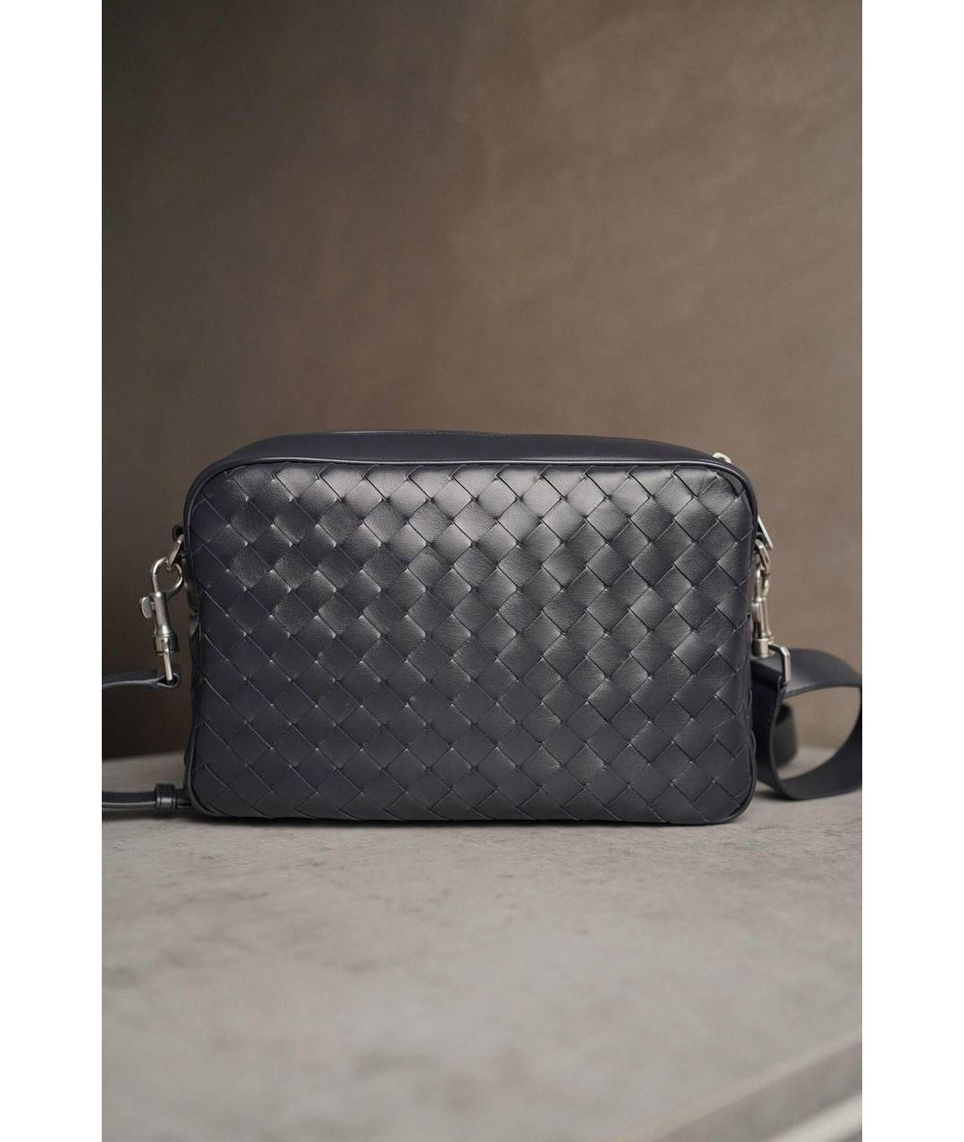 BOTTEGA VENETA Темно-синяя кожаная сумка на плечо, фото 3