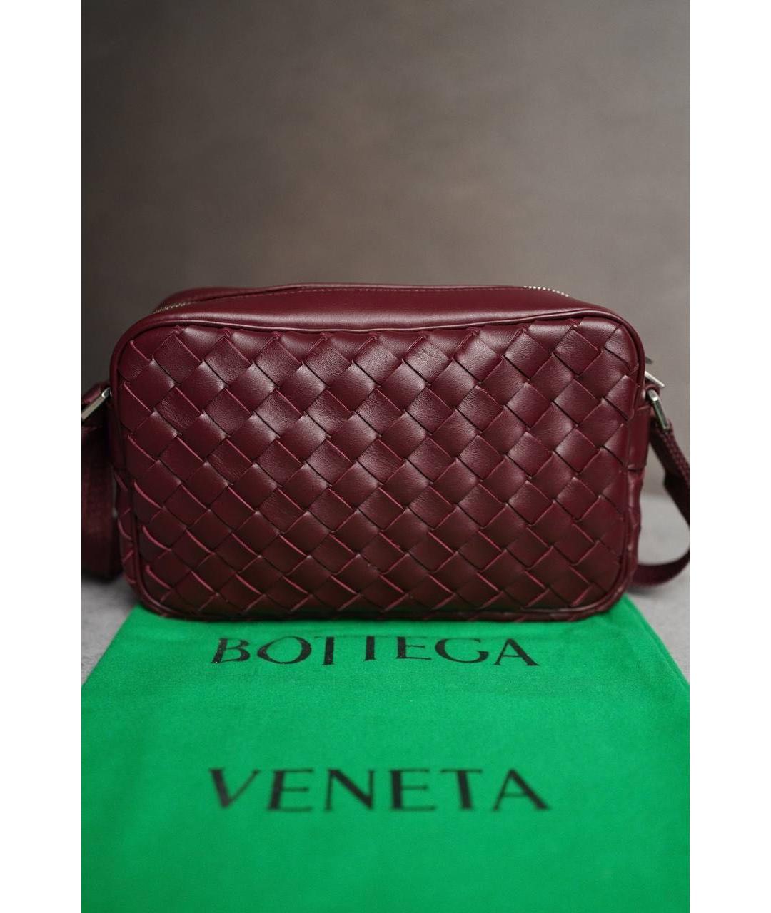 BOTTEGA VENETA Бордовая кожаная сумка через плечо, фото 2