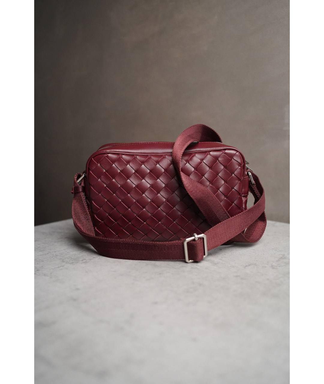 BOTTEGA VENETA Бордовая кожаная сумка через плечо, фото 6
