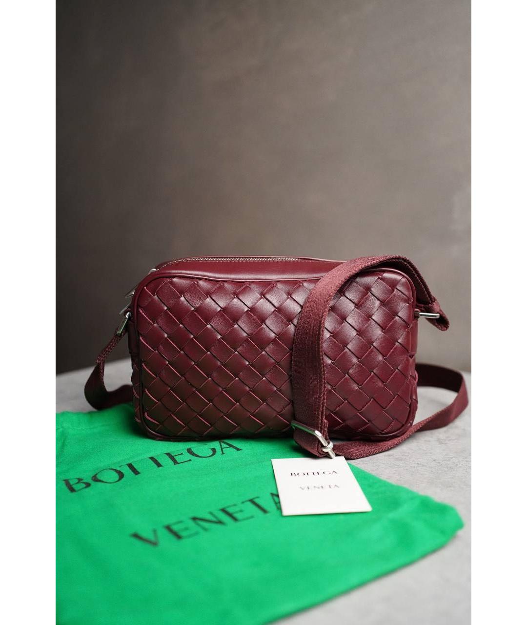 BOTTEGA VENETA Бордовая кожаная сумка через плечо, фото 3