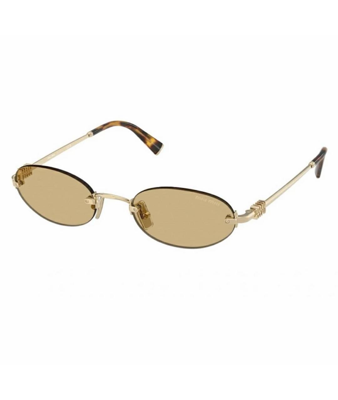 MIU MIU Золотые металлические солнцезащитные очки, фото 5