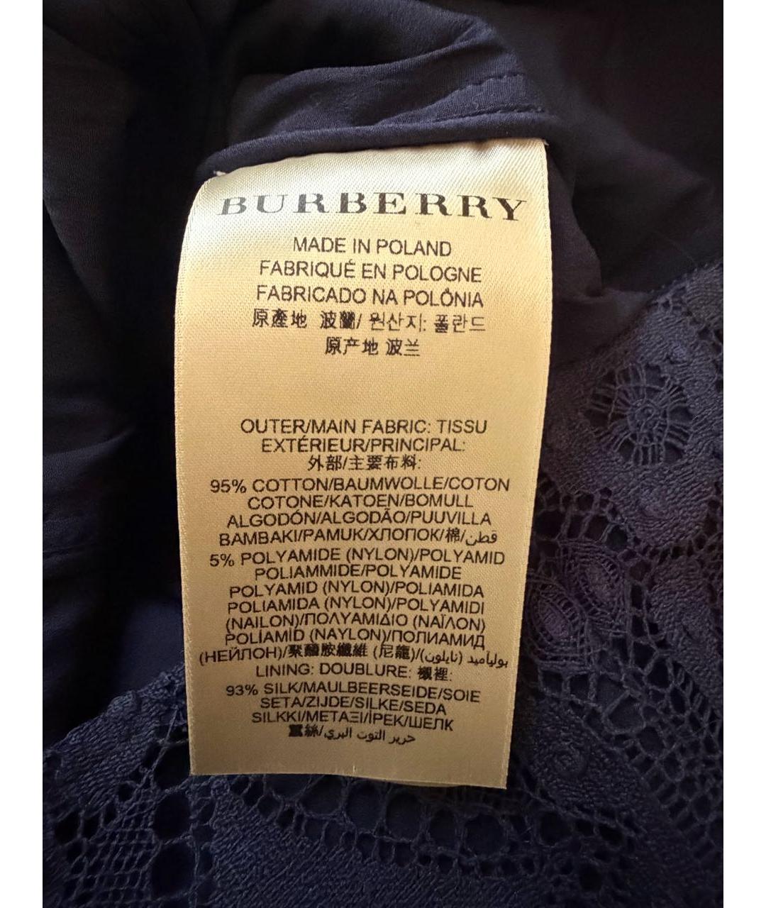 BURBERRY Темно-синее хлопковое платье, фото 8