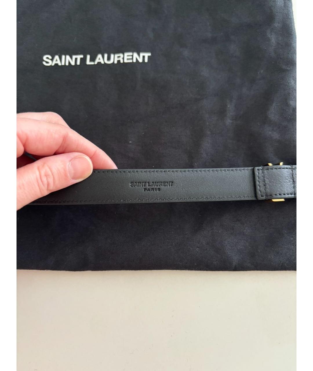 SAINT LAURENT Черный кожаный ремень, фото 3