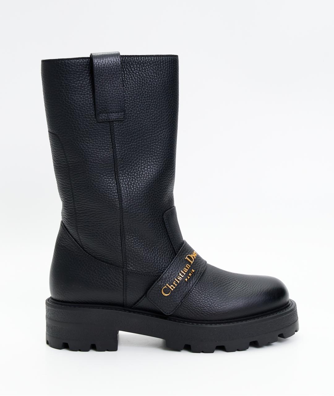 CHRISTIAN DIOR Черные кожаные сапоги, фото 8