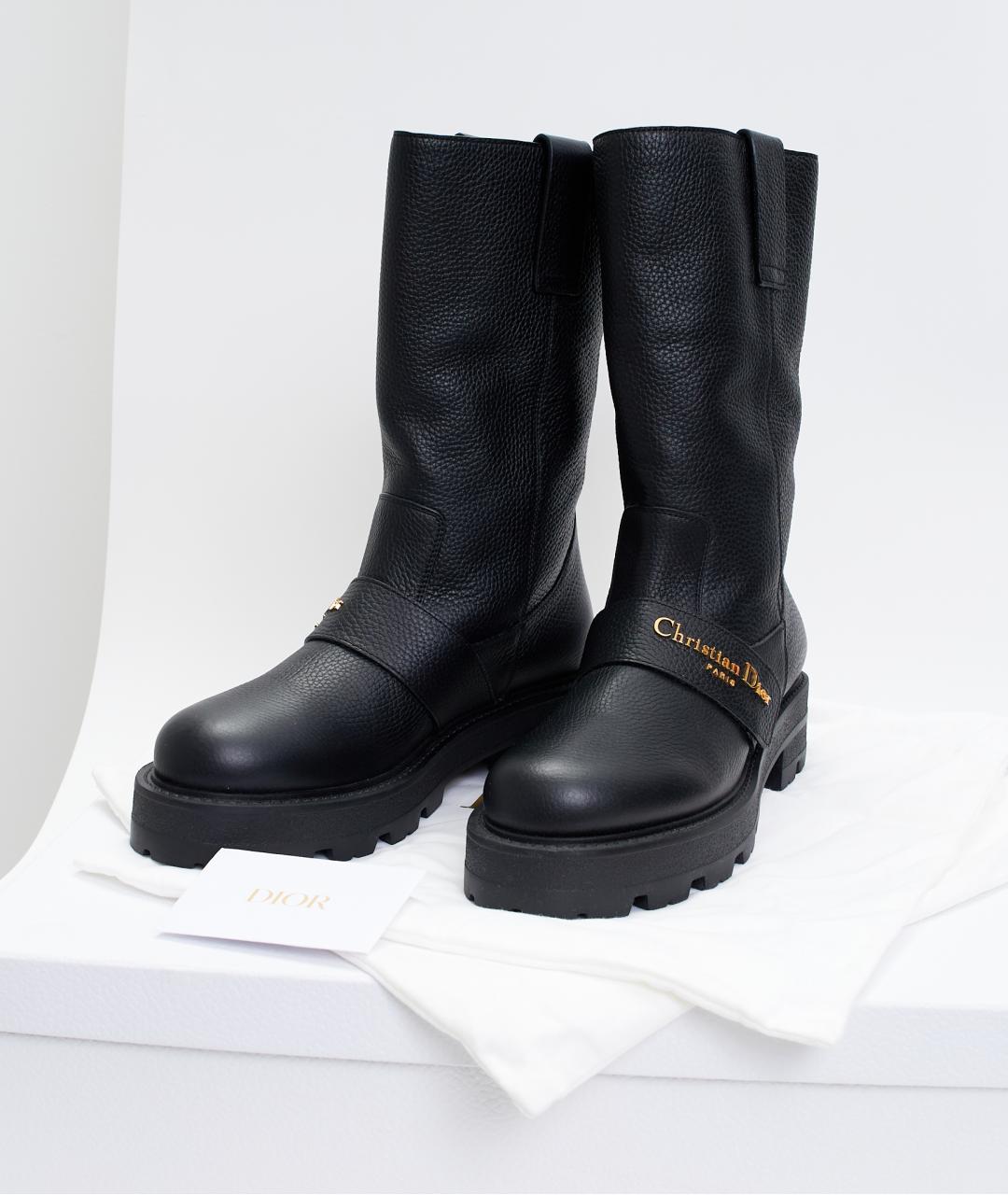 CHRISTIAN DIOR Черные кожаные сапоги, фото 7