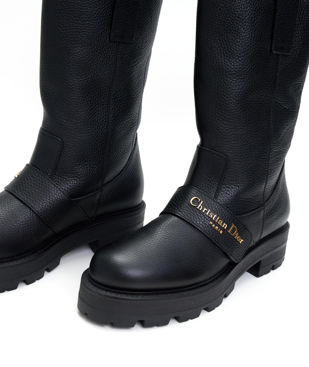 CHRISTIAN DIOR Черные кожаные сапоги, фото 3
