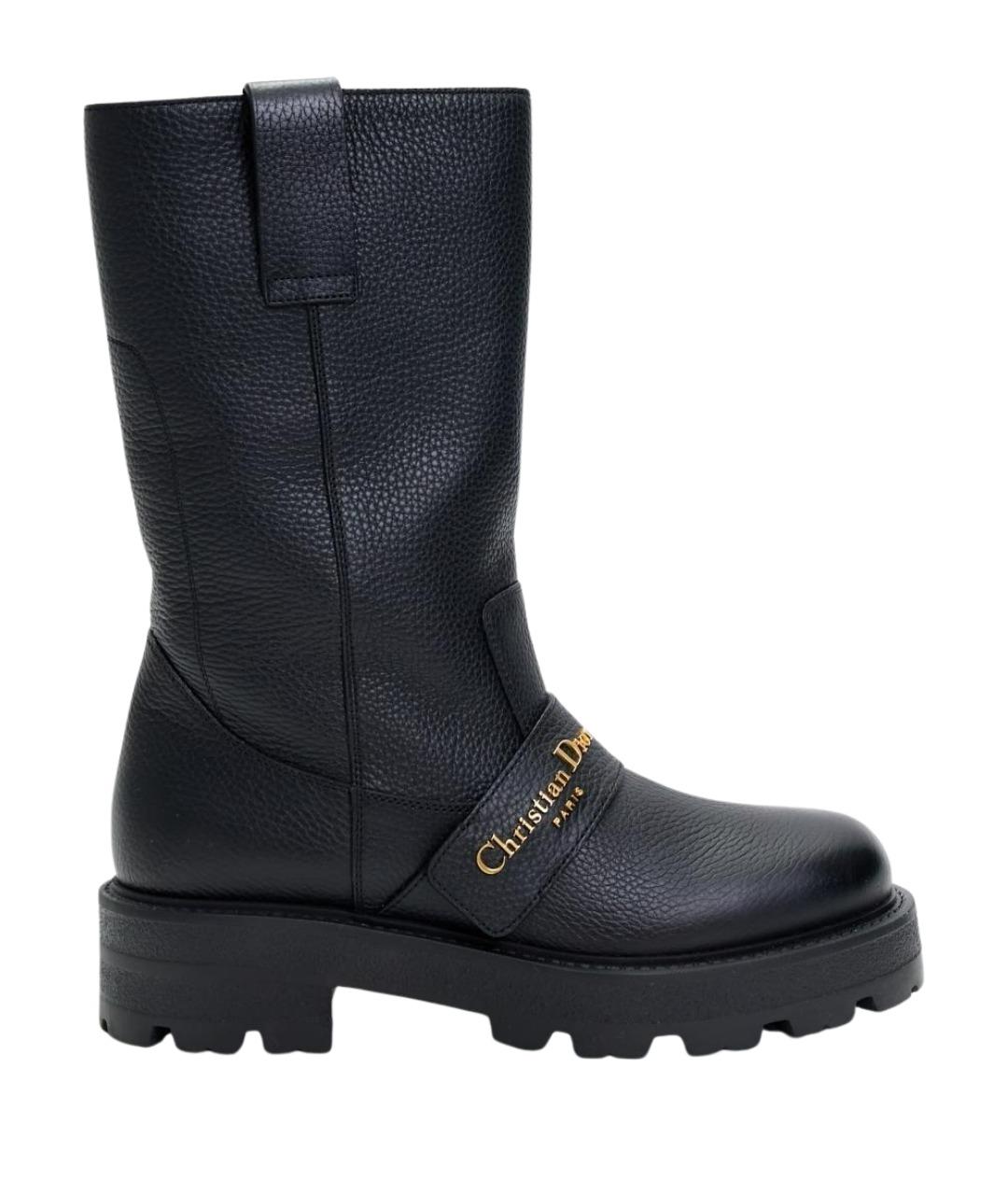 CHRISTIAN DIOR Черные кожаные сапоги, фото 1