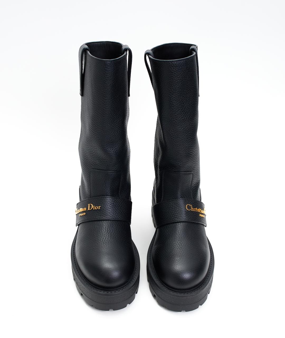 CHRISTIAN DIOR Черные кожаные сапоги, фото 5