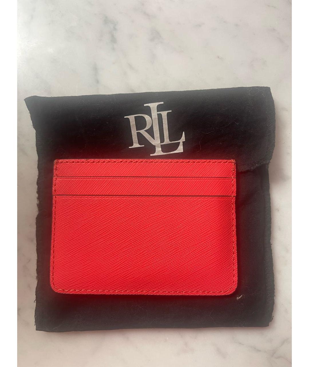POLO RALPH LAUREN Коралловый кожаный кардхолдер, фото 2