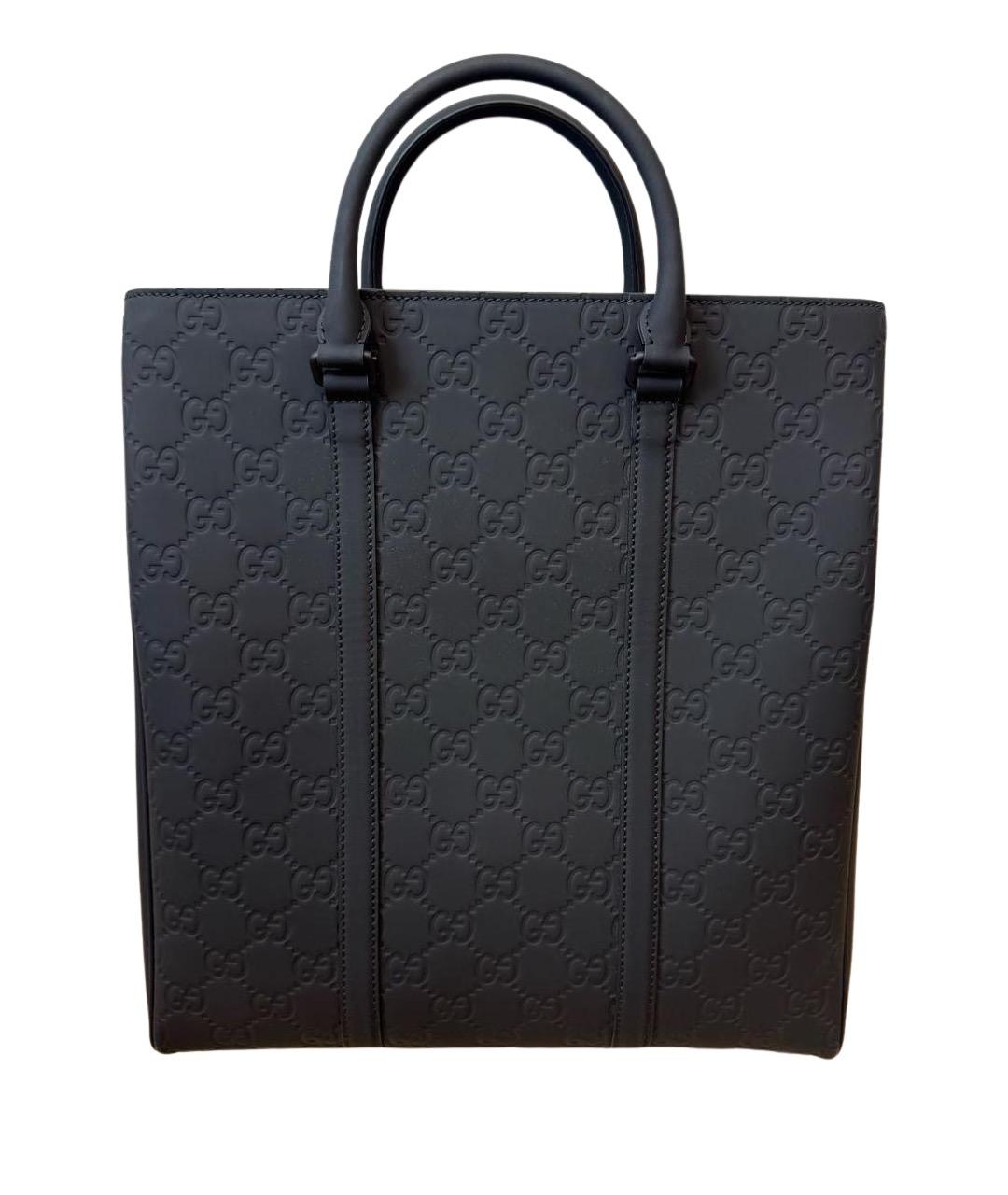 GUCCI Черная кожаная сумка тоут, фото 1