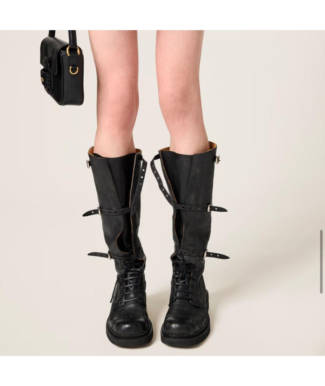 MIU MIU Черные кожаные ботинки, фото 2