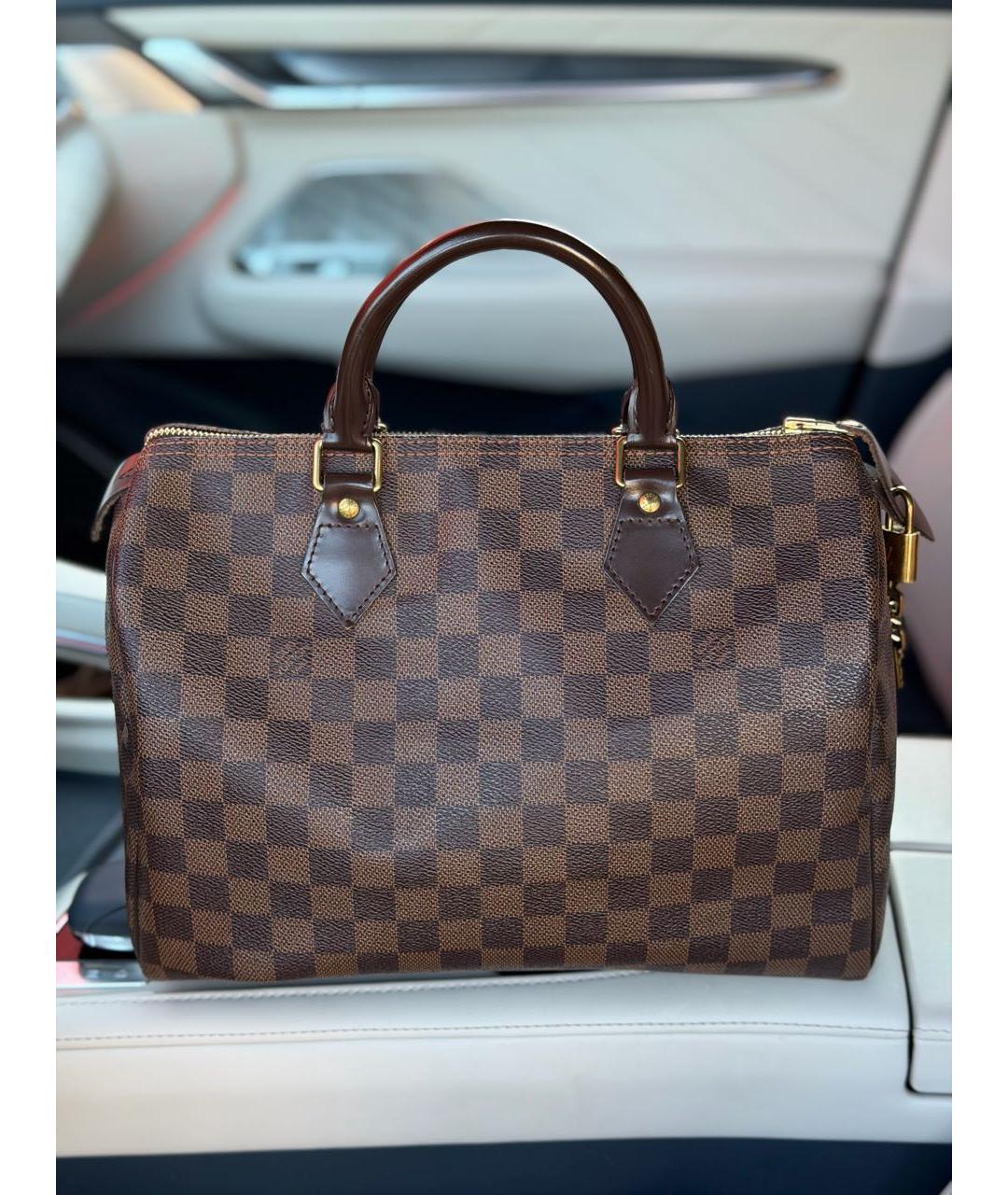 LOUIS VUITTON Коричневая канва сумка с короткими ручками, фото 9