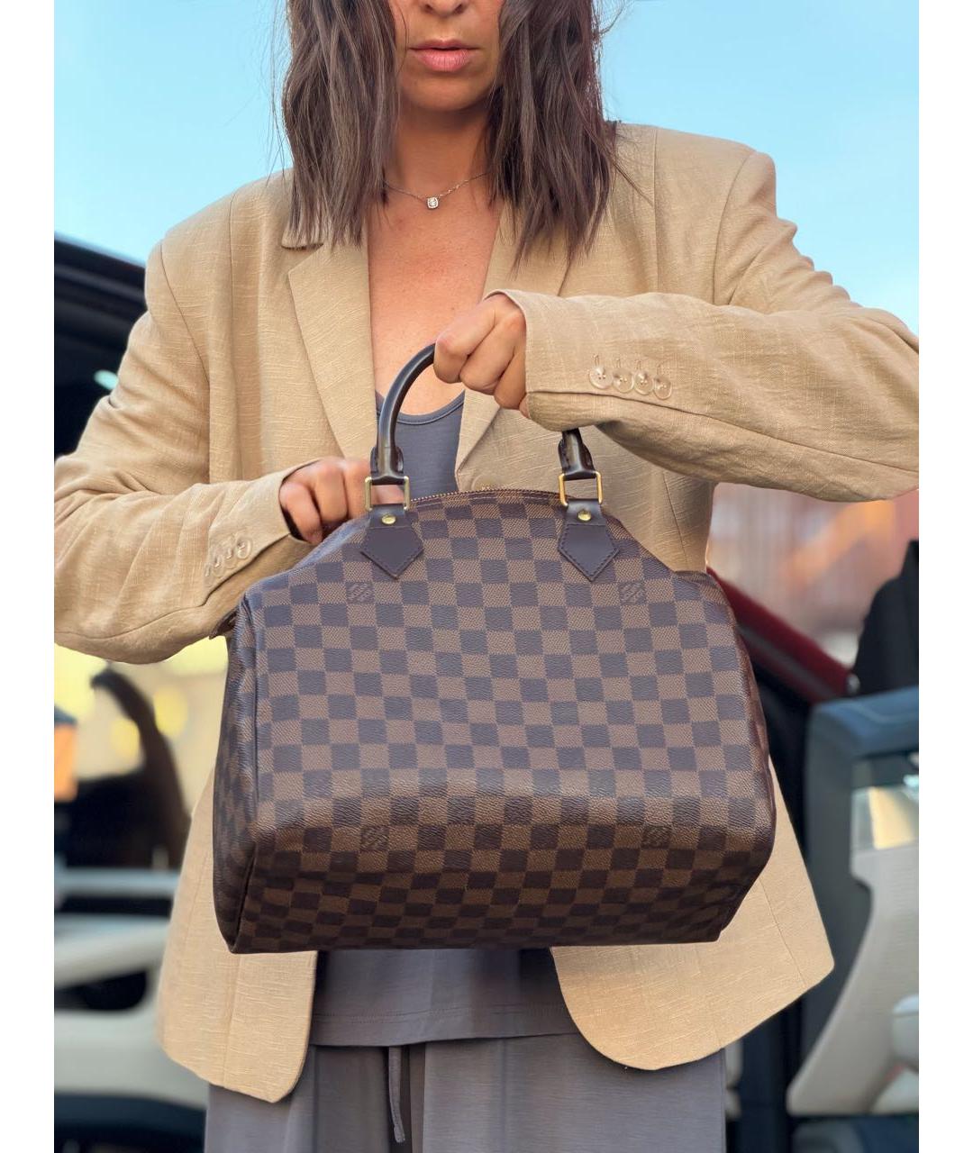 LOUIS VUITTON Коричневая канва сумка с короткими ручками, фото 3