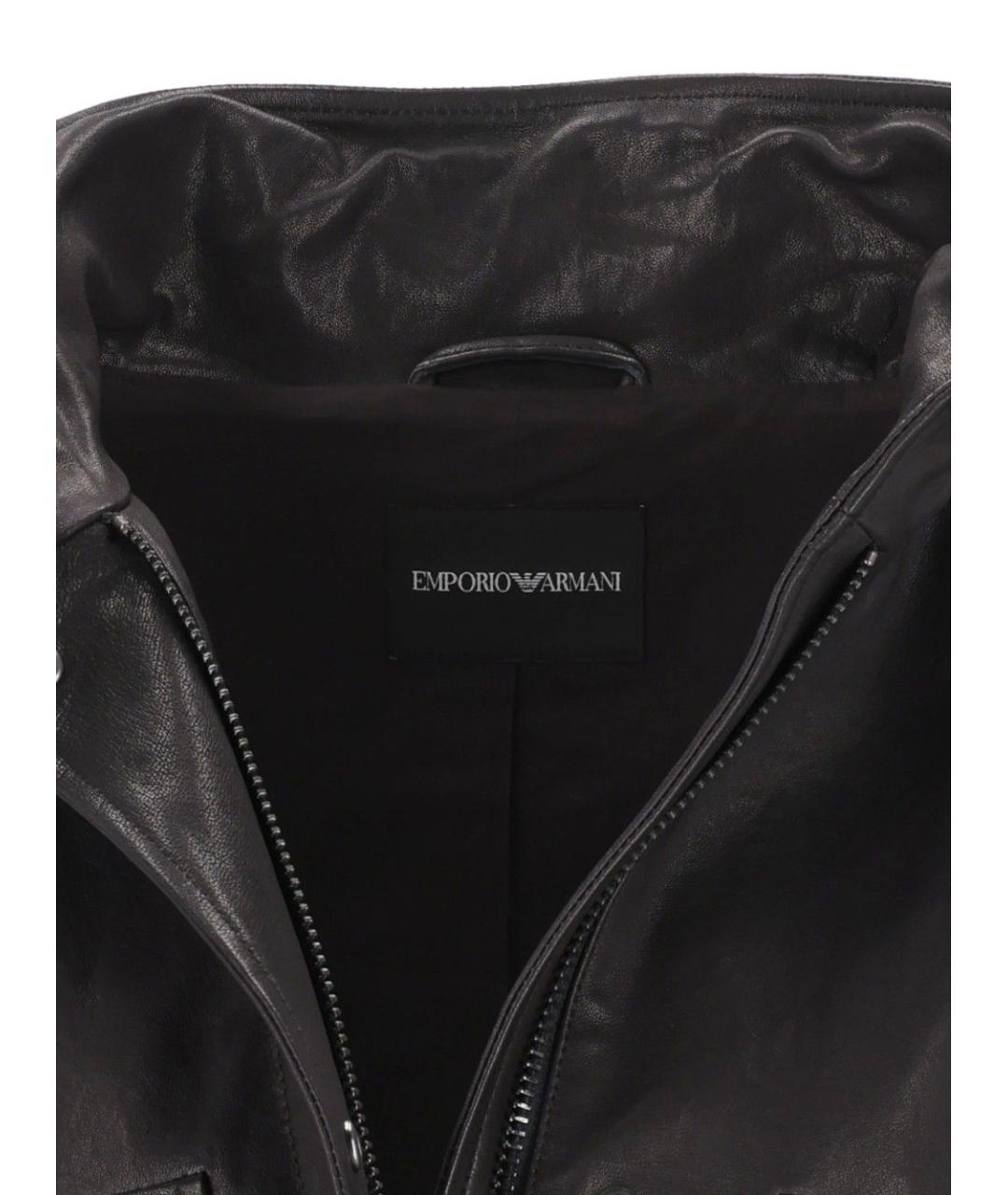 EMPORIO ARMANI Черная кожаная куртка, фото 6