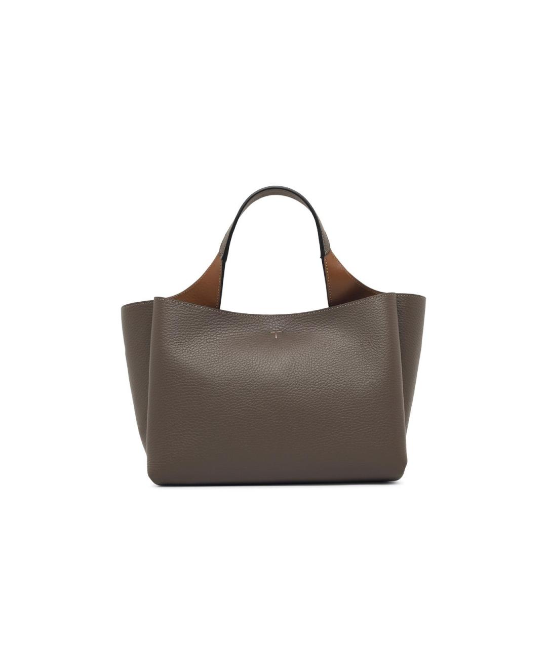 TOD'S Серая кожаная сумка тоут, фото 3