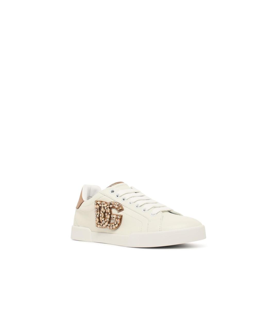 DOLCE&GABBANA Белые кожаные кеды, фото 2