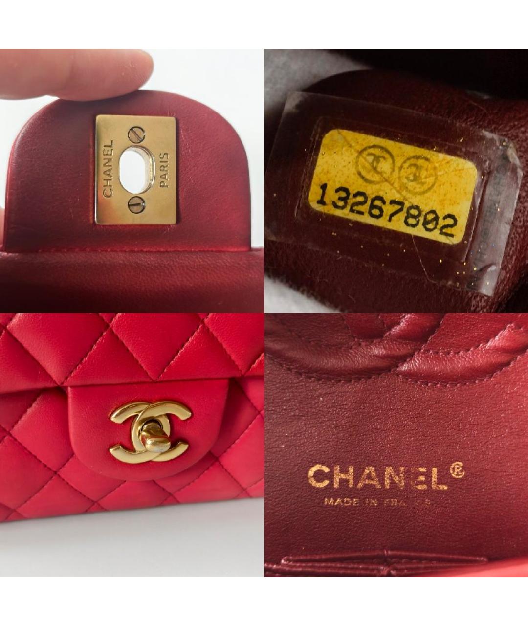 CHANEL Красная кожаная сумка с короткими ручками, фото 5