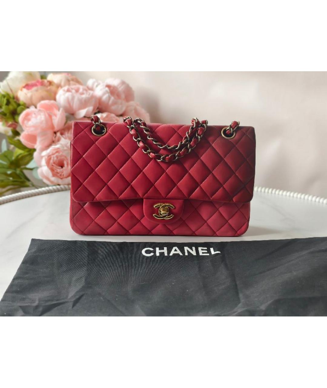 CHANEL Красная кожаная сумка с короткими ручками, фото 9