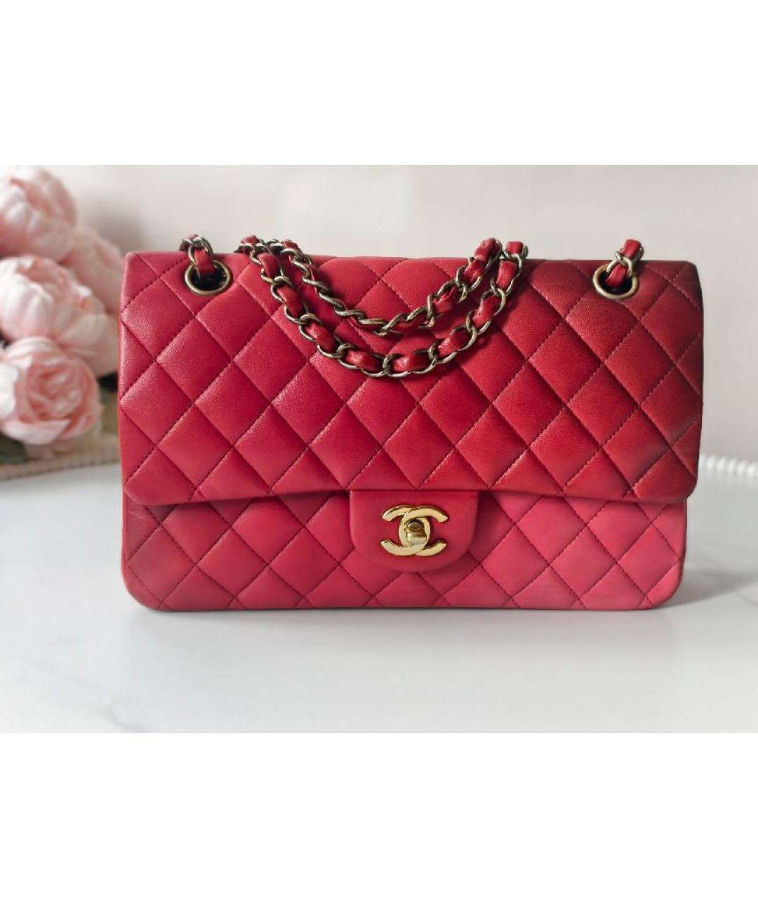 CHANEL Красная кожаная сумка с короткими ручками, фото 10