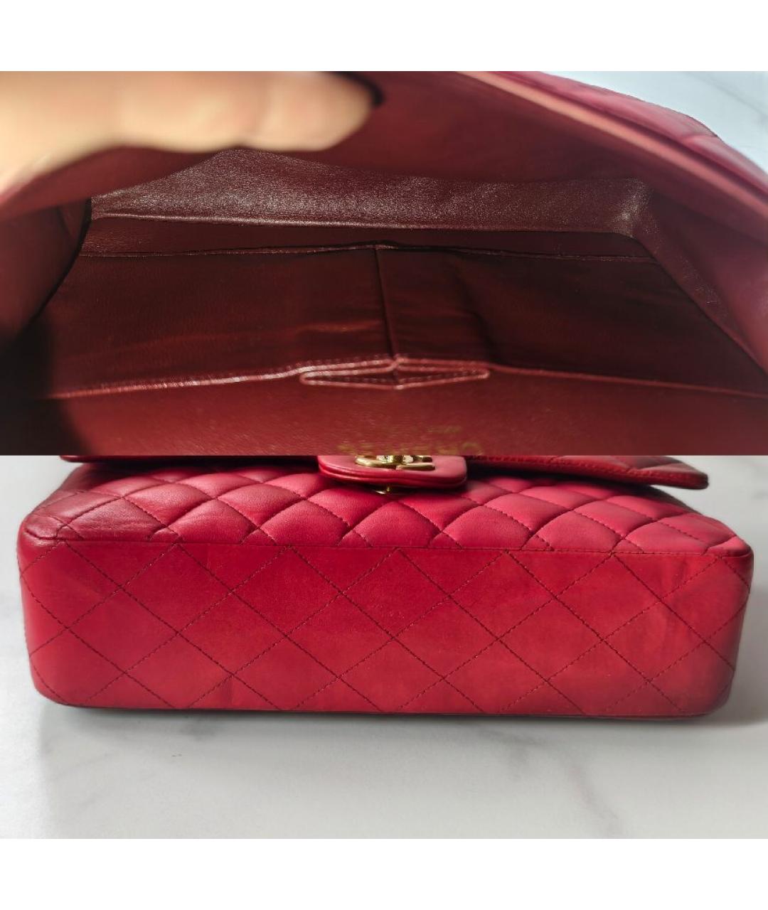 CHANEL Красная кожаная сумка с короткими ручками, фото 4