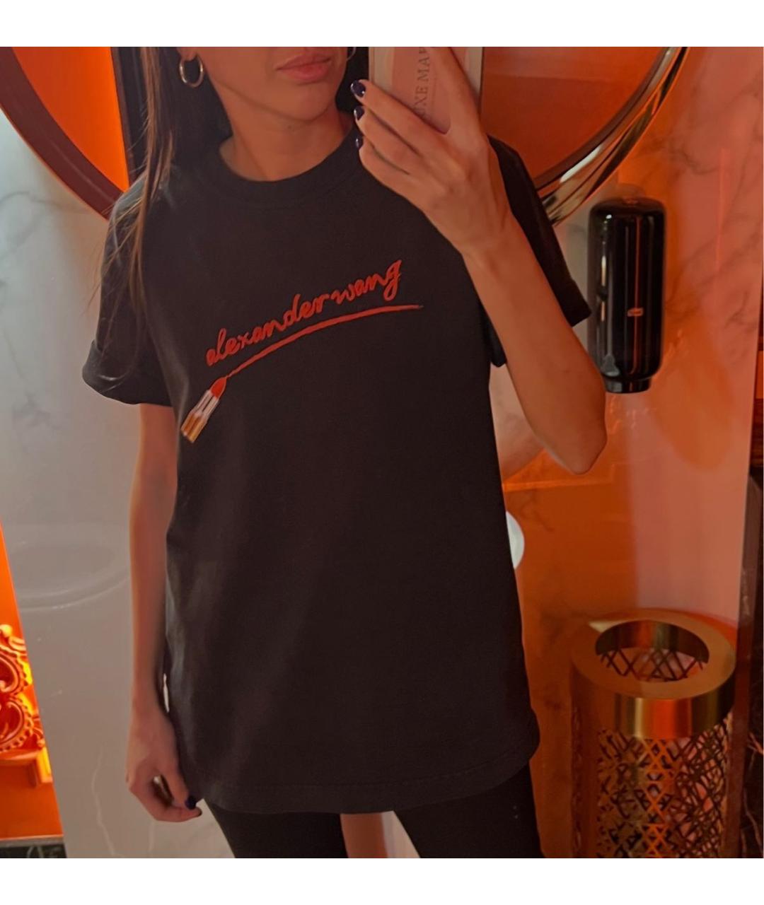 ALEXANDER WANG Черная хлопковая футболка, фото 2