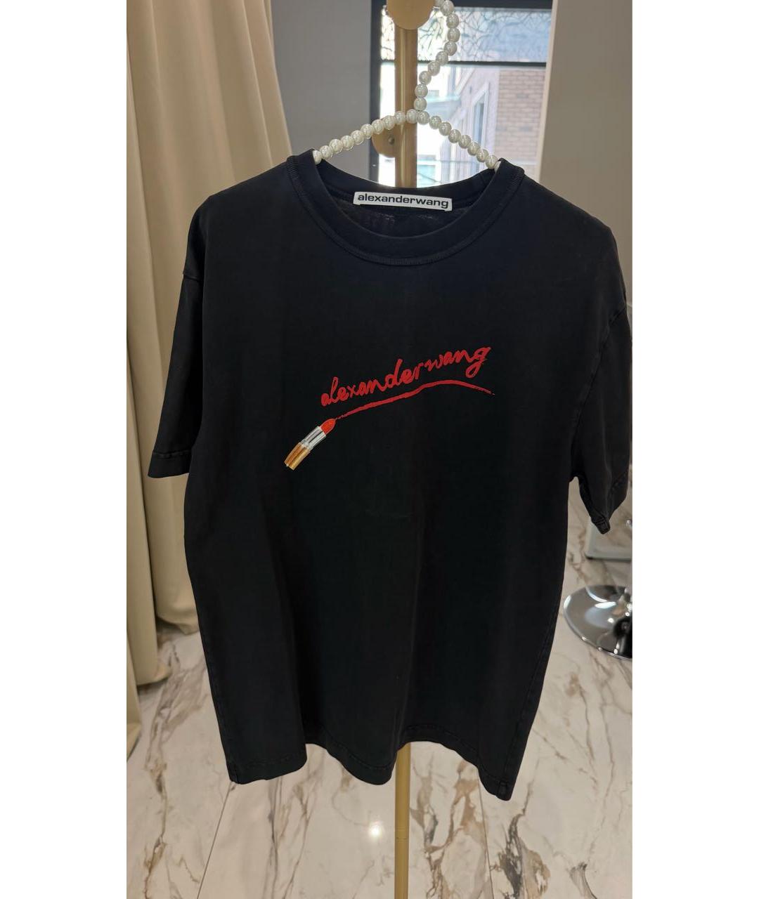 ALEXANDER WANG Черная хлопковая футболка, фото 4