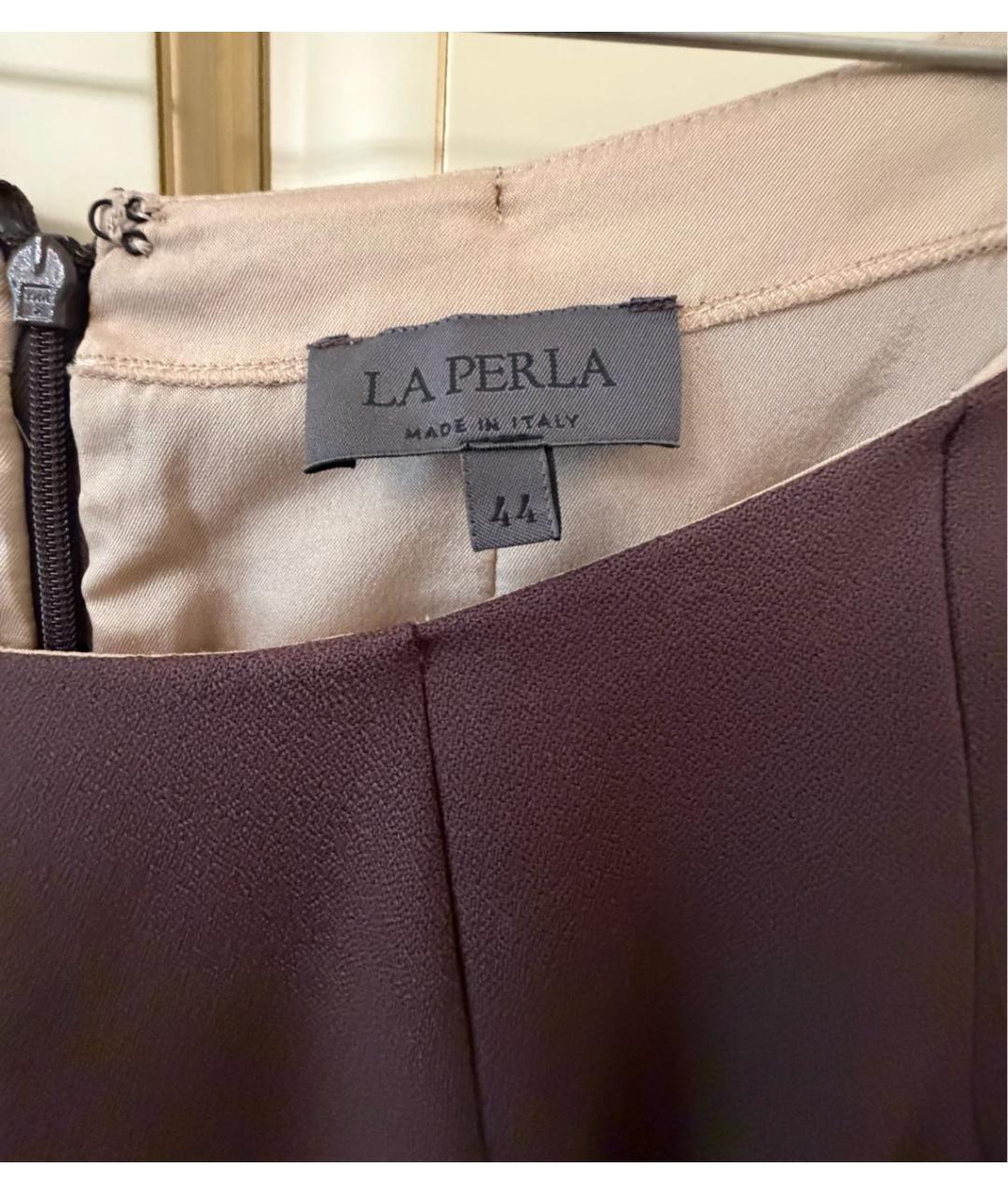 LA PERLA Коричневое шерстяное платье, фото 4