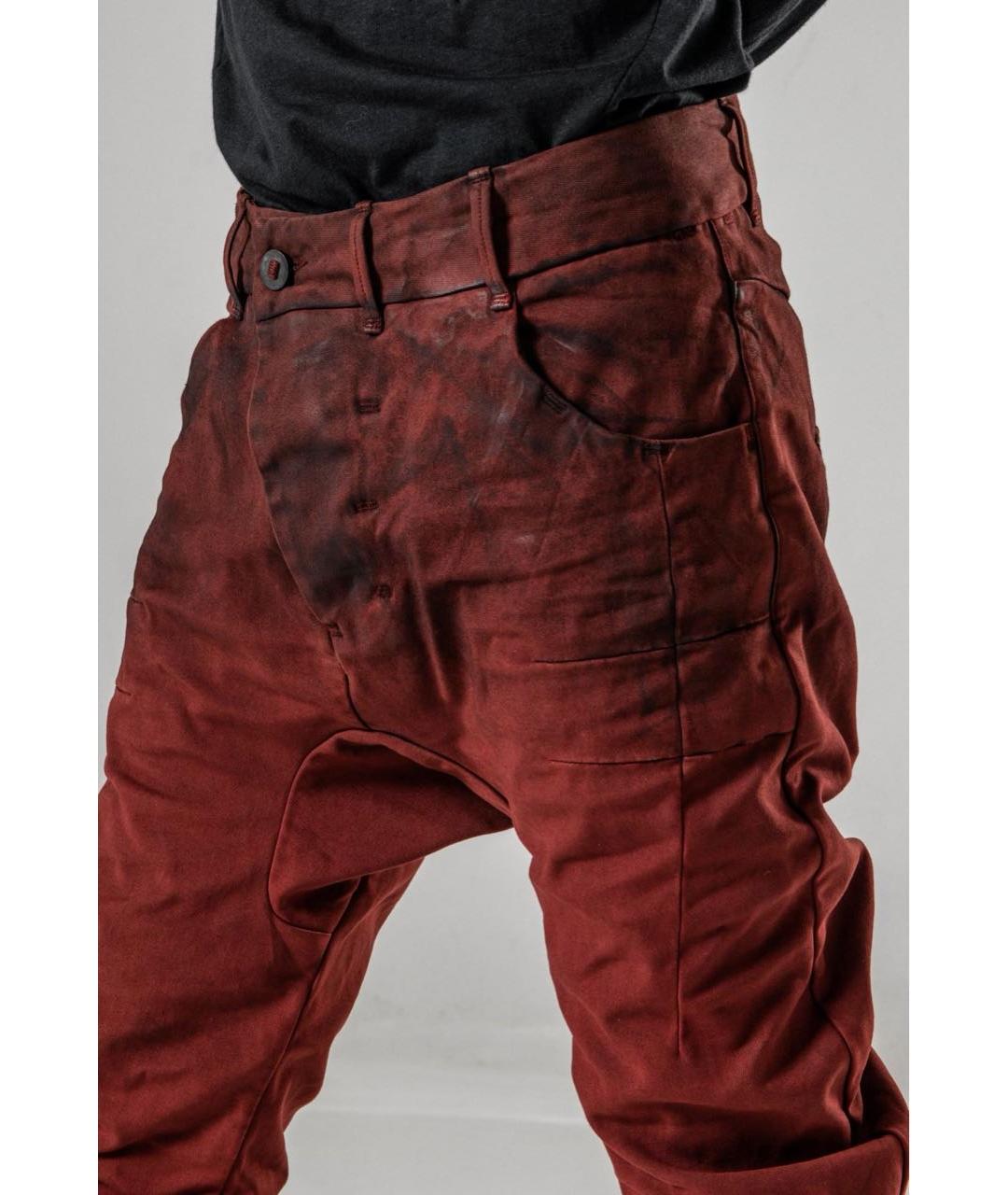 11 BY BORIS BIDJAN SABERI Бордовые хлопковые повседневные брюки, фото 8