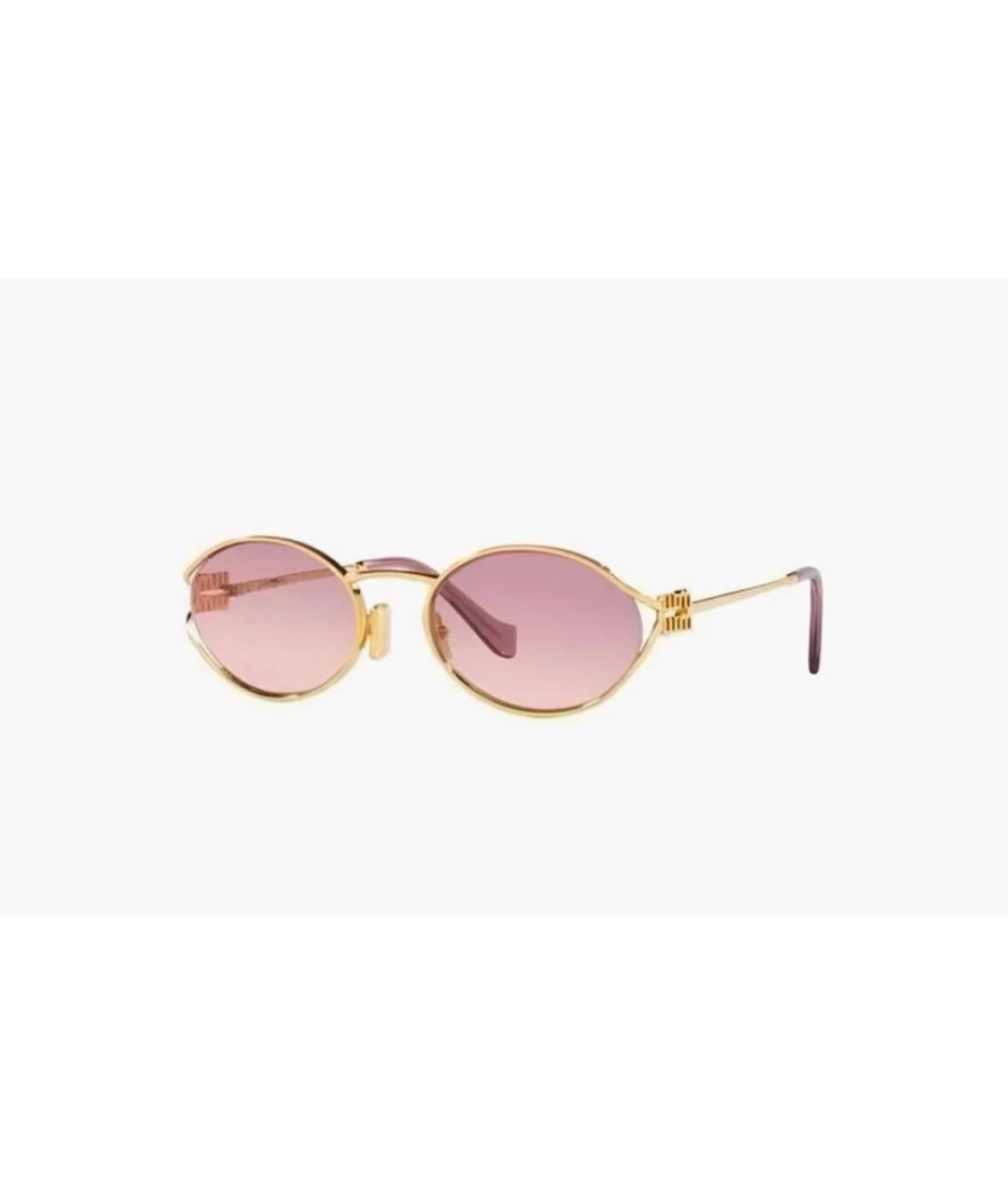 MIU MIU Золотые металлические солнцезащитные очки, фото 2