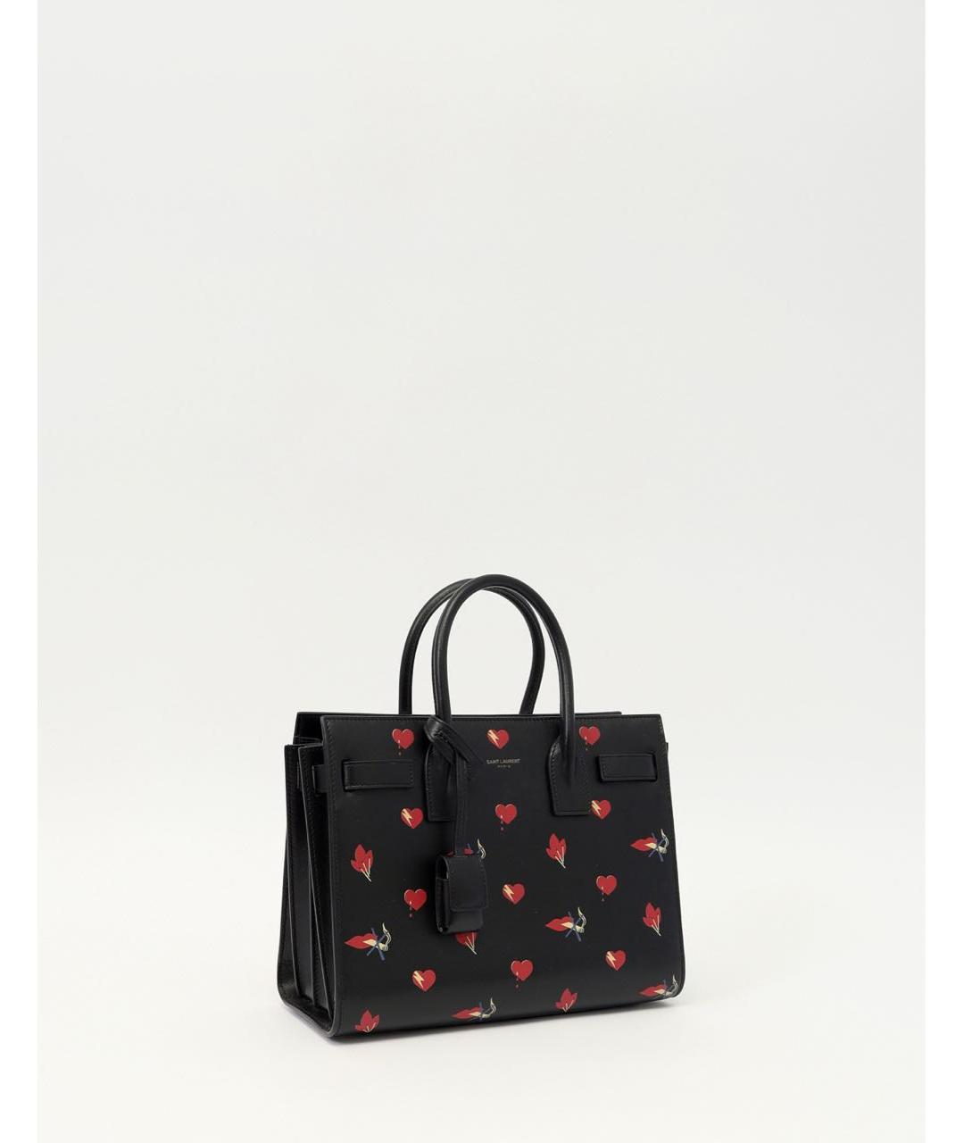 SAINT LAURENT Черная кожаная сумка с короткими ручками, фото 3