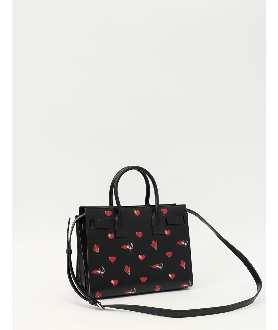 SAINT LAURENT Черная кожаная сумка с короткими ручками, фото 4