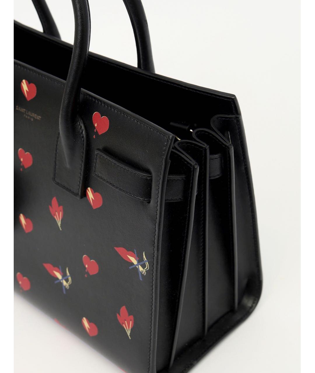 SAINT LAURENT Черная кожаная сумка с короткими ручками, фото 8