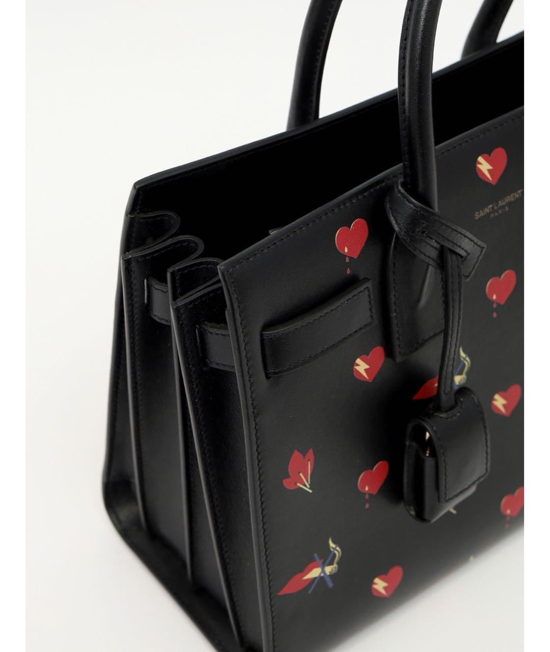 SAINT LAURENT Черная кожаная сумка с короткими ручками, фото 7