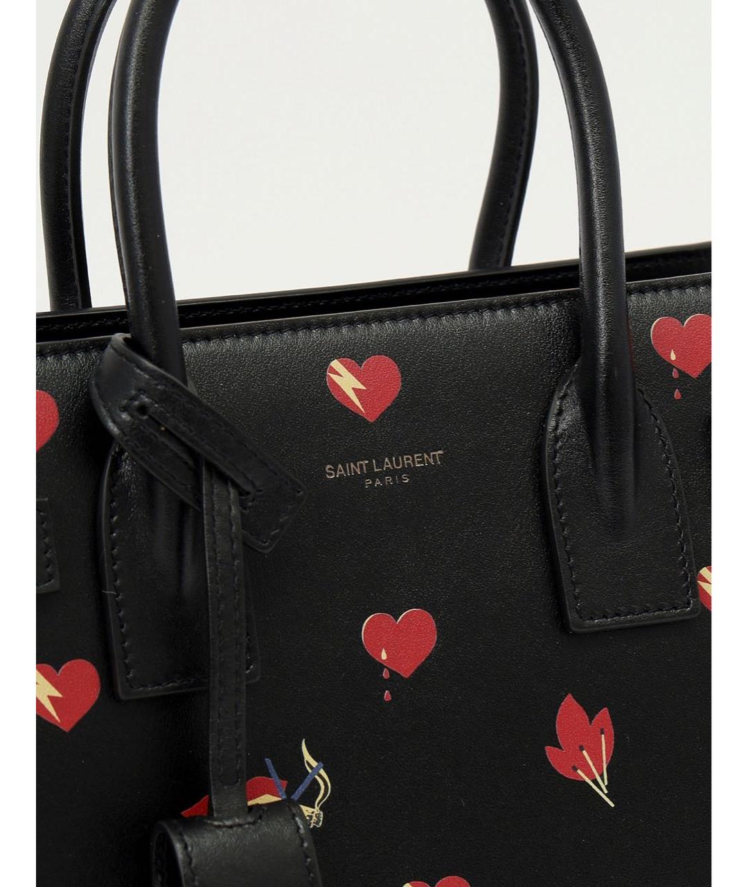 SAINT LAURENT Черная кожаная сумка с короткими ручками, фото 6