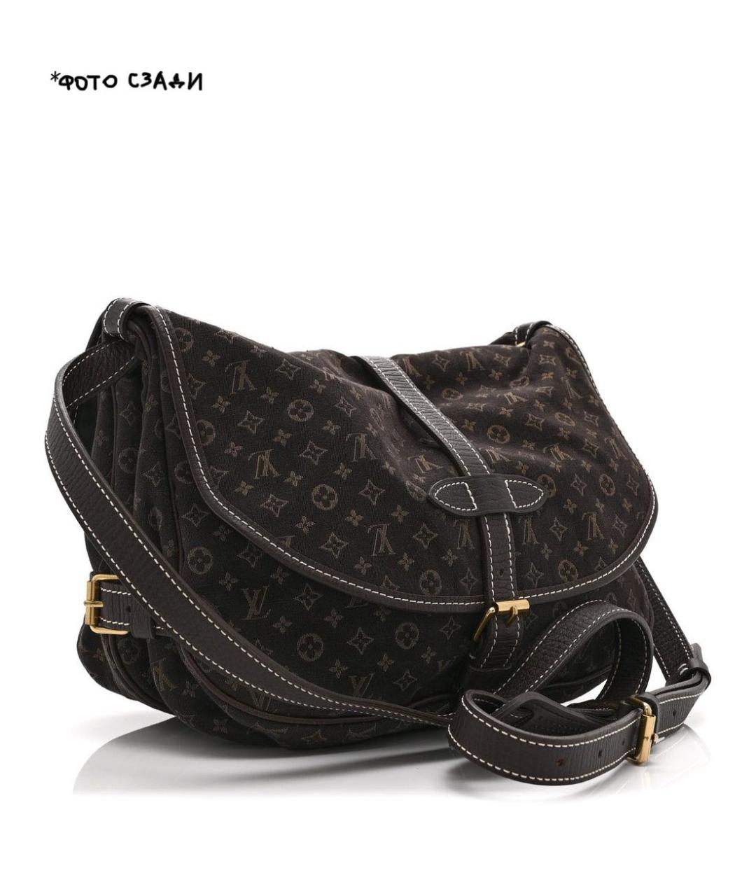 LOUIS VUITTON Коричневая тканевая сумка через плечо, фото 3