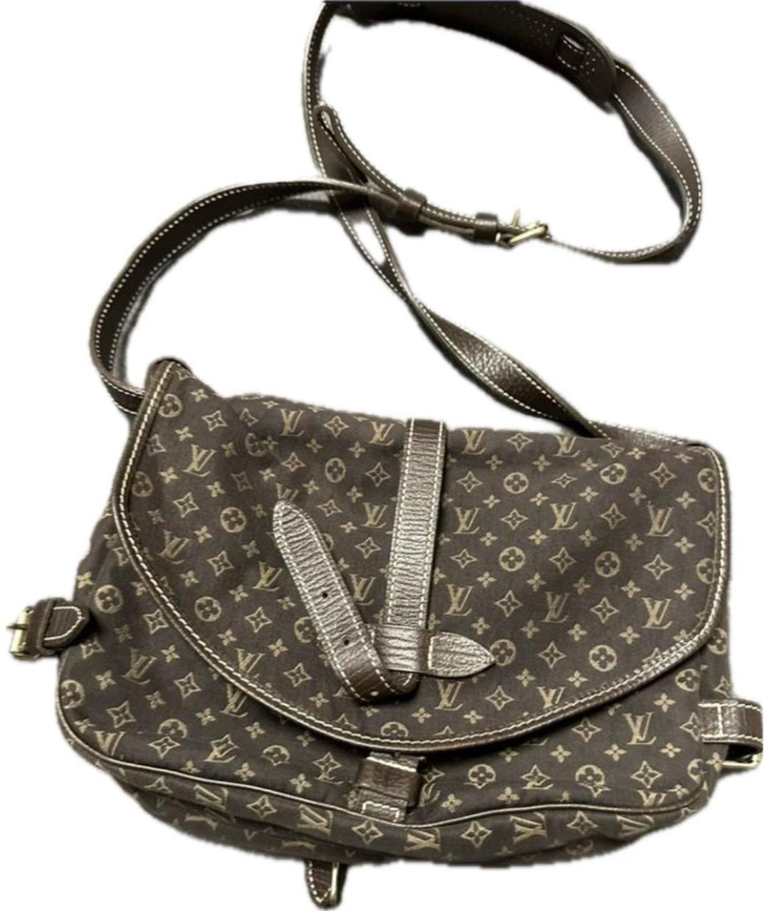 LOUIS VUITTON Коричневая тканевая сумка через плечо, фото 5
