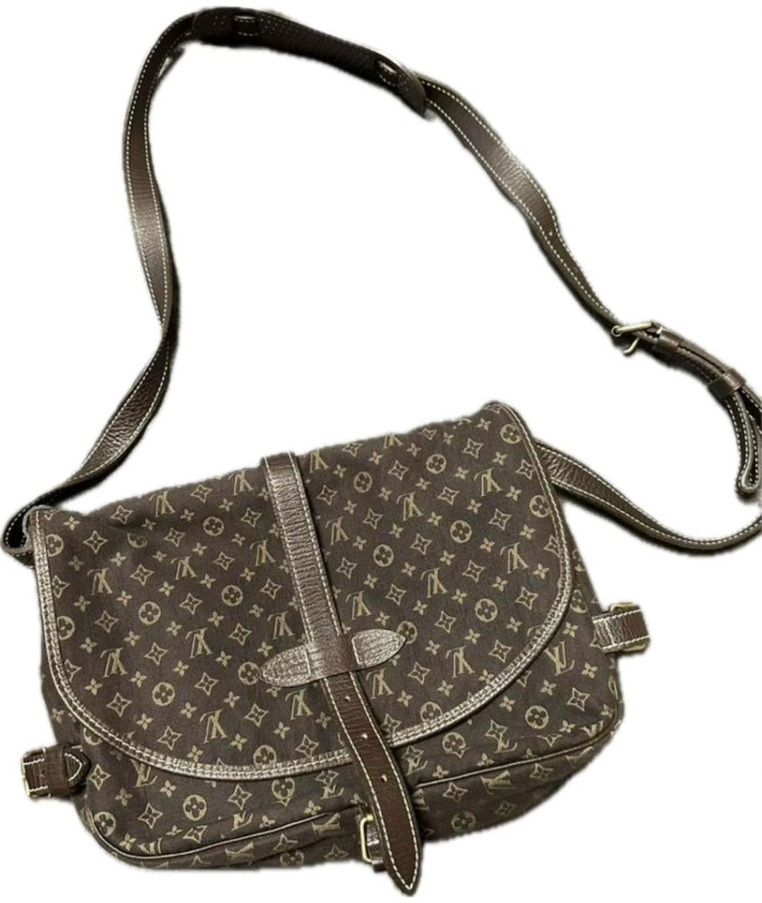 LOUIS VUITTON Коричневая тканевая сумка через плечо, фото 6