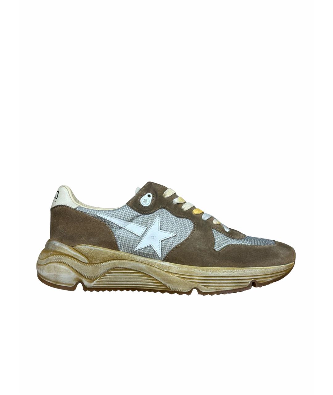 GOLDEN GOOSE Горчичные замшевые низкие кроссовки / кеды, фото 1