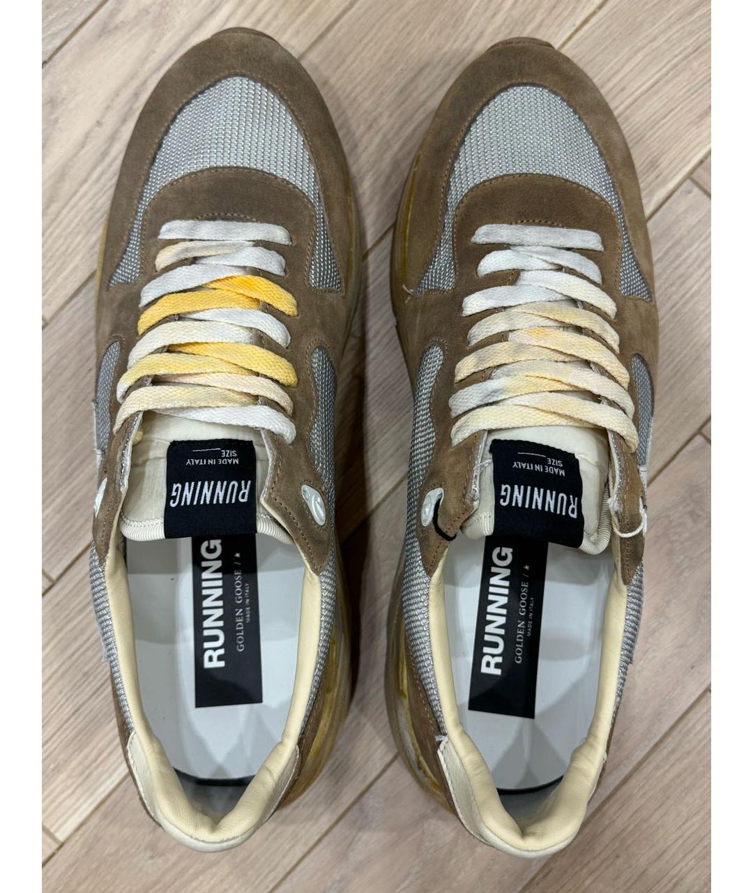 GOLDEN GOOSE Горчичные замшевые низкие кроссовки / кеды, фото 3