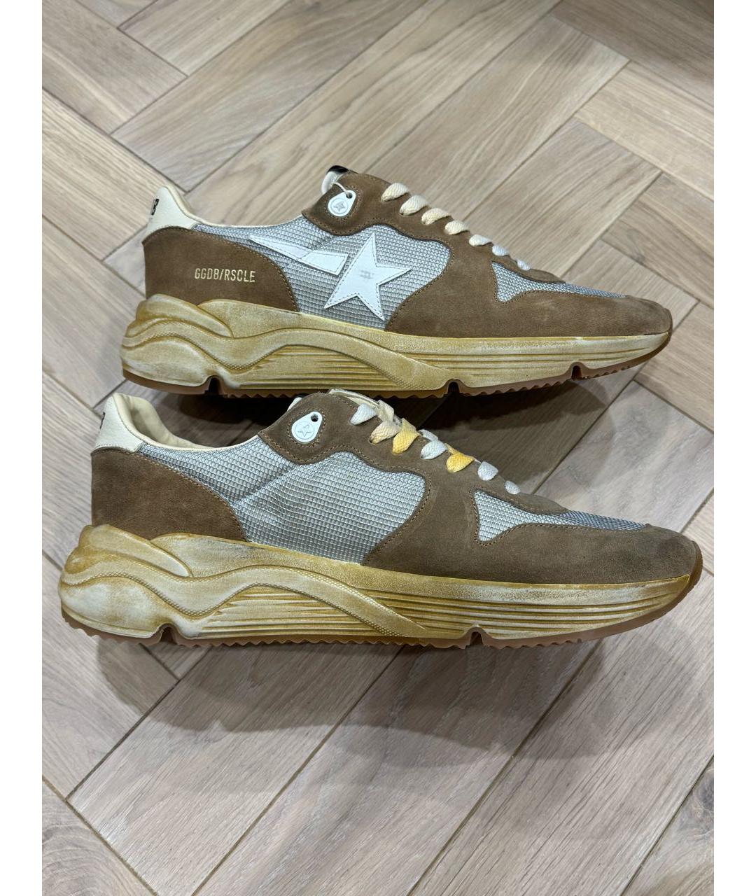 GOLDEN GOOSE Горчичные замшевые низкие кроссовки / кеды, фото 5
