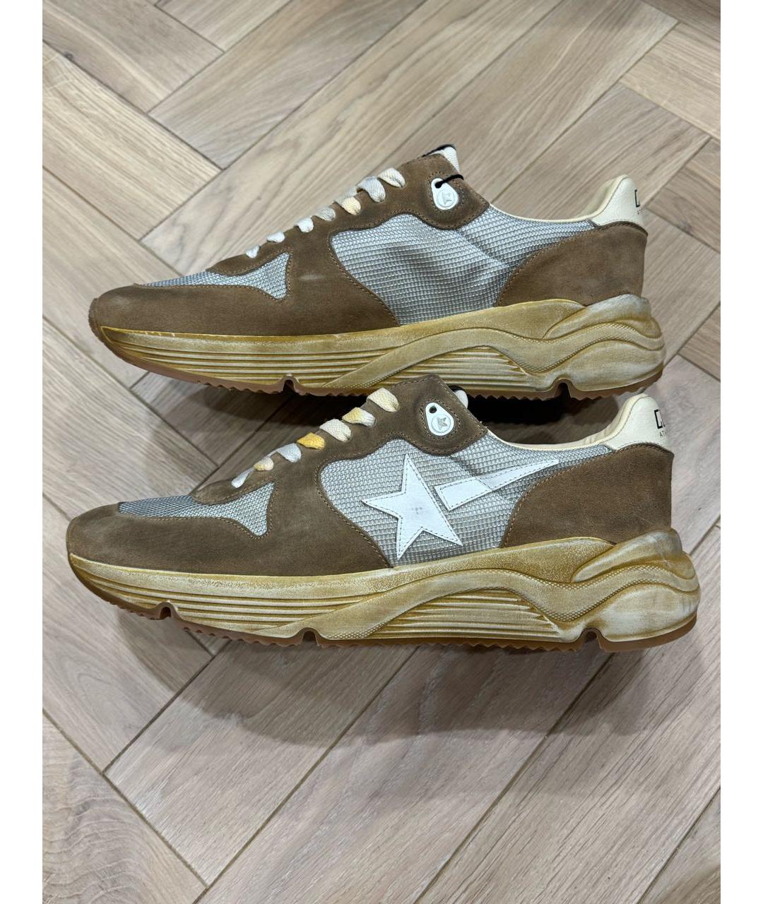 GOLDEN GOOSE Горчичные замшевые низкие кроссовки / кеды, фото 9