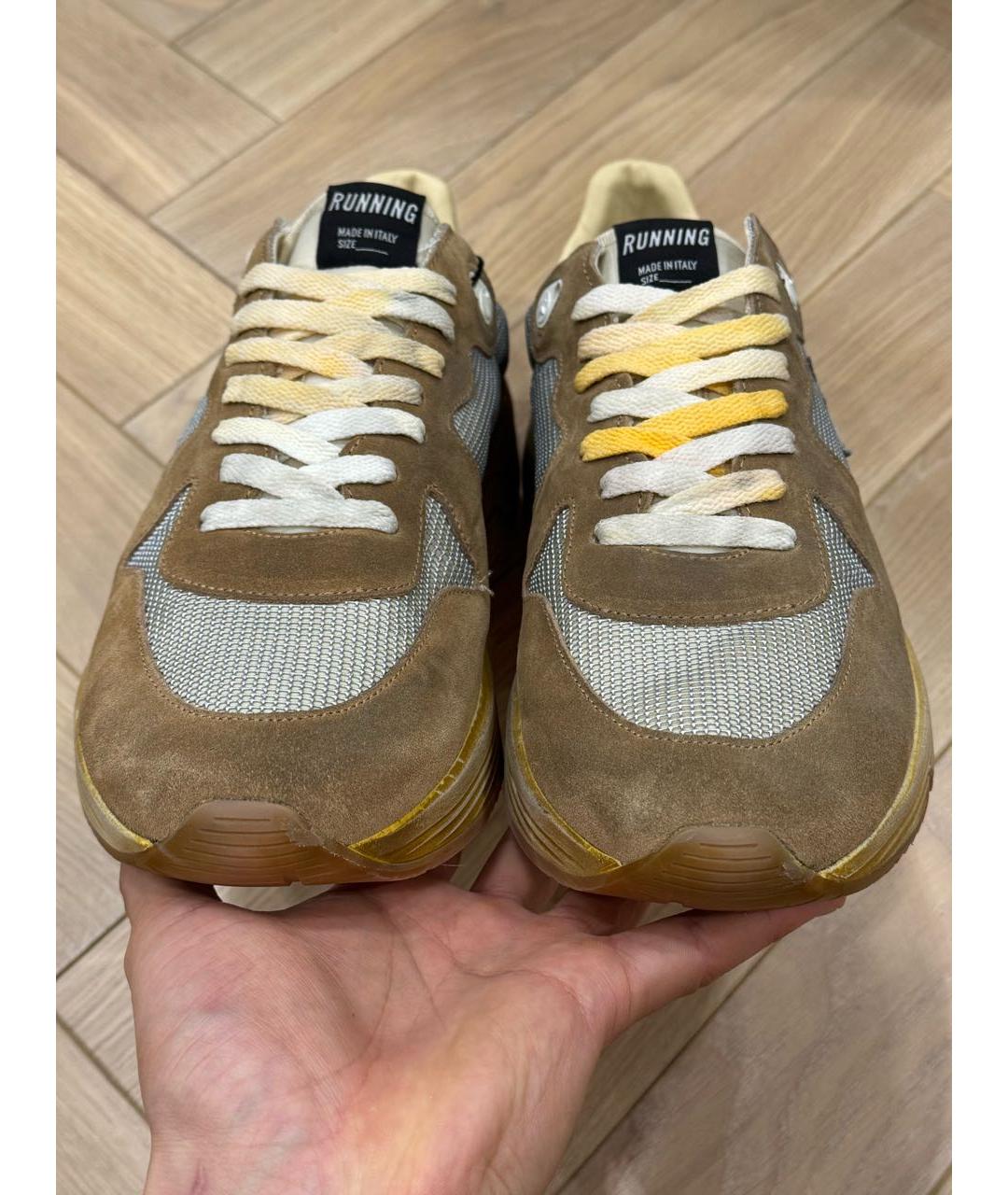 GOLDEN GOOSE Горчичные замшевые низкие кроссовки / кеды, фото 2