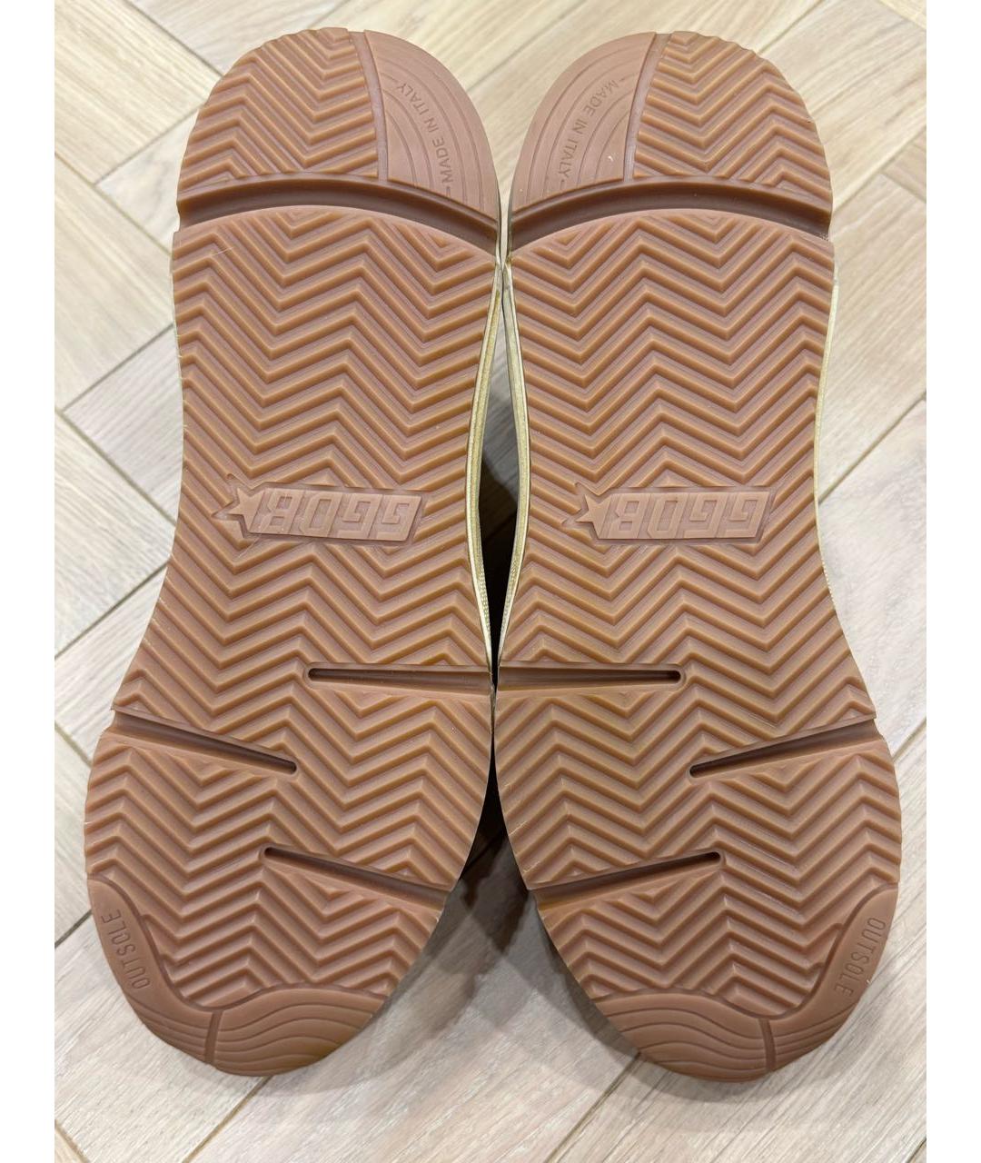 GOLDEN GOOSE Горчичные замшевые низкие кроссовки / кеды, фото 6