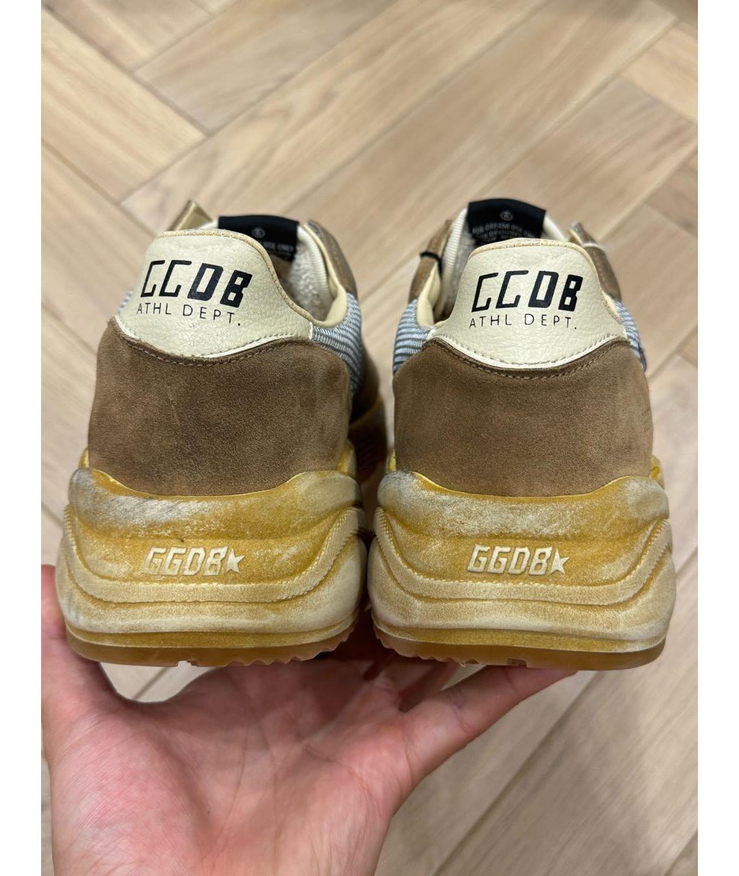 GOLDEN GOOSE Горчичные замшевые низкие кроссовки / кеды, фото 4