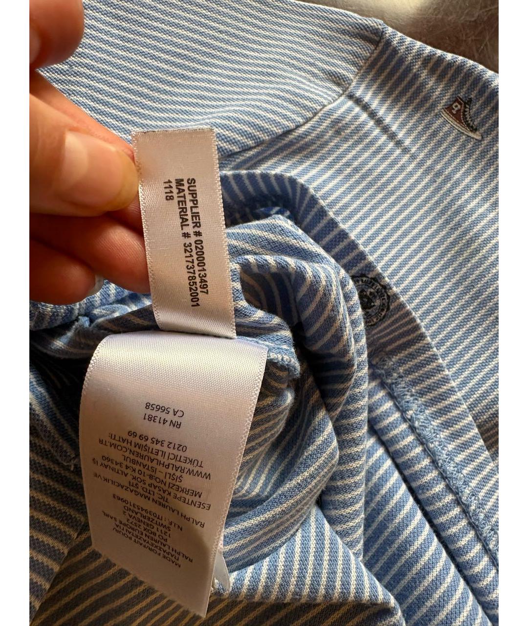 POLO RALPH LAUREN Голубая хлопковая детская футболка, фото 7