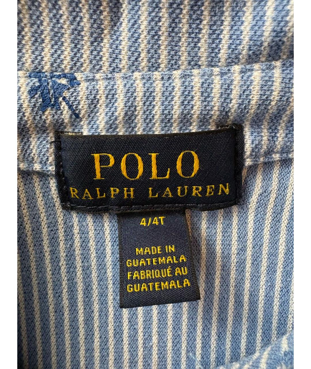 POLO RALPH LAUREN Голубая хлопковая детская футболка, фото 4
